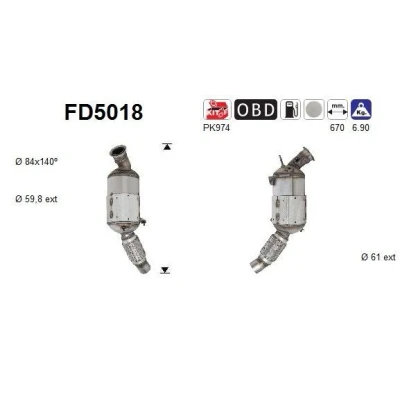 Kuva AS FD5018 Hiukkassuodatin Kordieriitti BMW: 3 Touring, Sedan, 1 Hatchback