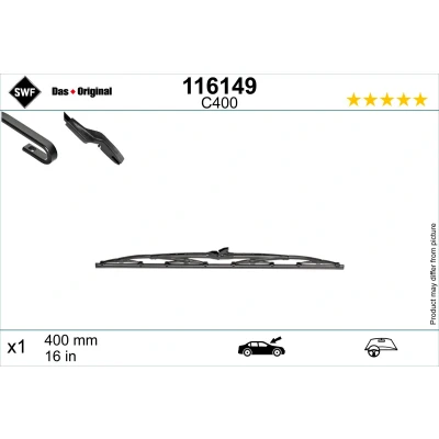 Kuva Pyyhkijänsulka Swf 116149 400mm Pyyhkijänsulka,perinteinen runko 16tuumaa KIA: Niro, RIO 3, Ceed III Sportswagon, TOYOTA: Auris Hatchback