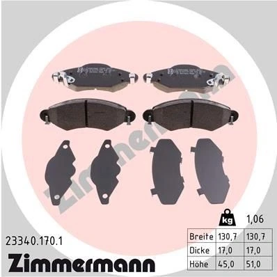 Kuva ZIMMERMANN 23340.170.1 Jarrupalat akustisella kulumavaroittimella Valokuva vastaa toimituslaajuutta TOYOTA: Yaris I Hatchback