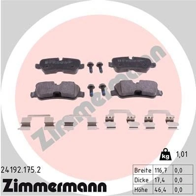 Kuva ZIMMERMANN 24192.175.2 Jarrupalat Kulumisenilmaisemelle Ruuveilla Valokuva vastaa toimituslaajuutta, Jousella LAND ROVER: Range Rover Sport