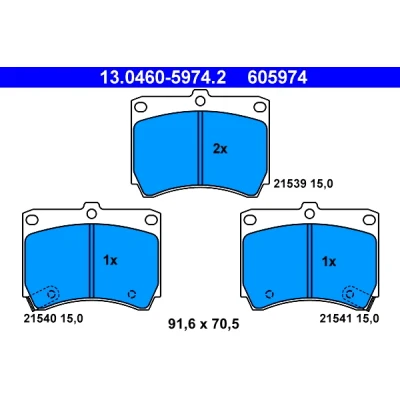 Kuva ATE 13.0460 5974.2 Jarrupalat akustisella kulumavaroittimella MAZDA: FAMILIA 4, MX 3, 323 P V Hatchback