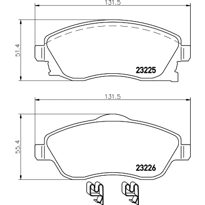 Kuva HELLA 8DB 355 018 511 Jarrupalat akustisella kulumavaroittimella Jarrusatulan ruuveilla Tarvikkeilla OPEL: Meriva A, Corsa C Hatchback, Tigra Twintop