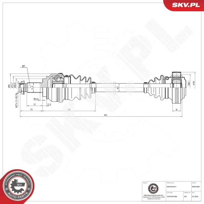 Kuva Vetoakseli, Taka akseli, oikea Esen skv 40SKV082 bmw OE 33207559086, 33207561796, 33207580946
