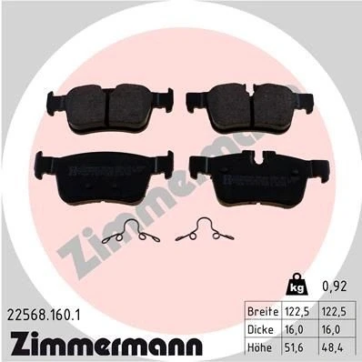 Kuva ZIMMERMANN 22568.160.1 Jarrupalat Kulumisenilmaisemelle Valokuva vastaa toimituslaajuutta VOLVO: V90 II Farmari, V60 II, S90