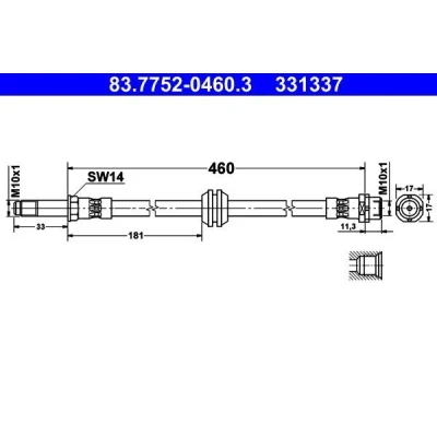 Kuva ATE 83.7752 0460.3 Jarruletku 460 M10x1 BMW: 3 Touring, Sedan