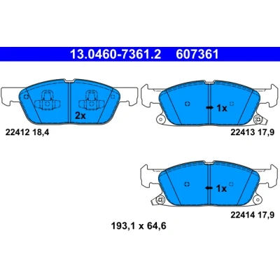 Kuva ATE 13.0460 7361.2 Jarrupalat akustisella kulumavaroittimella FORD: Focus Mk4 Turnier, Hatchback, Kuga Mk3