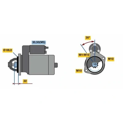 Kuva BOSCH 0 986 023 870 Starttimoottori 12V 1kW NISSAN: Qashqai / Qashqai+2 I, Tiida Hatchback
