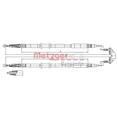 Kuva METZGER 11.5953 Käsijarruvaijeri Takana 1735/1550+1760/1580 Levyjarru COFLE OPEL: Astra H Caravan