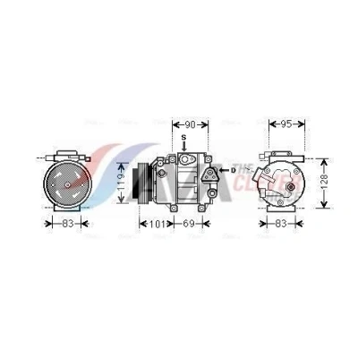 Kuva PRASCO HYAK237 Ilmastoinnin Kompressori VS18 R 134a HYUNDAI: SANTA FE 2, Sonata V, KIA: Magentis II