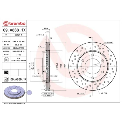 Kuva BREMBO Jarrulevy MITSUBISHI: L200 / Triton V Pick up, IV up 294mm 28mm 6 rei&#039;itetty/tuuletettu sisältä pinnoitettu hiiliteräs