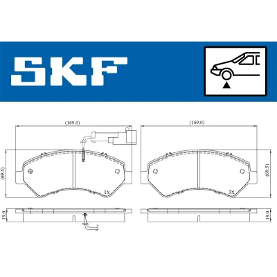 Kuva SKF VKBP 80210 E Jarrupalat Sis. kulumisenilmaisimen PEUGEOT: Boxer Bussi, Van, Flatbed Kuorma auto/Alusta