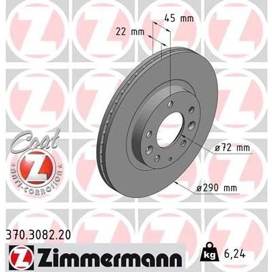 Kuva ZIMMERMANN COAT Z 370.3082.20 Jarrulevyt 290 22 8/5 5 114 tuuletettu sisältä pinnoitettu