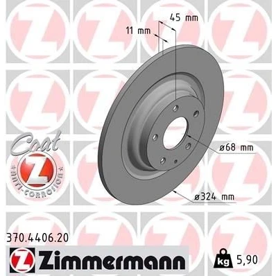 Kuva ZIMMERMANN 370.4406.20 Jarrulevyt 324 11 6/5 5 114 täysi pinnoitettu