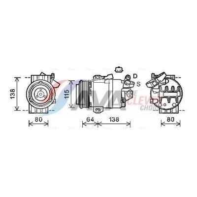 Kuva PRASCO RTAK565 Ilmastoinnin Kompressori DKS17 R 134a