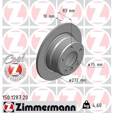 Kuva ZIMMERMANN COAT Z 150.1287.20 Jarrulevyt 272 10 6/5 5 120 täysi pinnoitettu hiiliteräs BMW: Z3 Roadster