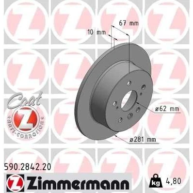 Kuva ZIMMERMANN 590.2842.20 Jarrulevyt 281 10 8/5 5 114 täysi pinnoitettu TOYOTA: Camry VI Sedan
