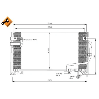Kuva NRF EASY FIT 35650 Ilmastoinnin Lauhdutin Tiivisterenkaalla 14,2 9,5 Alumiini 580