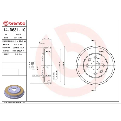 Kuva BREMBO 14.D631.10 Jarrurumpu 200,1 MAZDA: 323 F 6