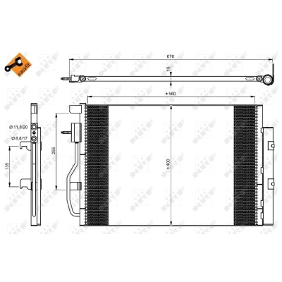 Kuva NRF EASY FIT 350044 Ilmastoinnin Lauhdutin Tiivisteillä Vedenerottimella 11,8 8,8 Alumiini 560 OPEL: Mokka / X