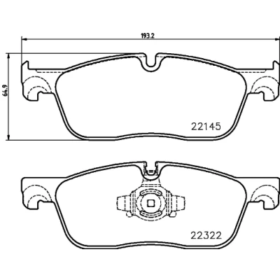 Kuva BREMBO P 36 035 Jarrupalat Kulumisenilmaisemelle Männän lukoilla Ilman tarvikkeita JAGUAR: XF Sedan, F Pace, LAND ROVER: Range Rover Velar