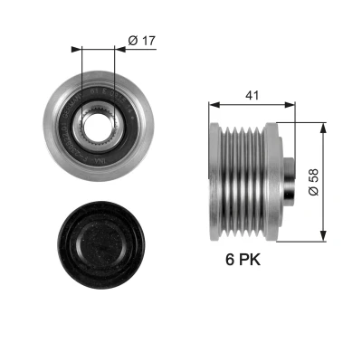 Kuva GATES OAP7052 Laturin Vapaakytkin 41 BOOST DN CVT Belt FIAT: Stilo Multi Wagon