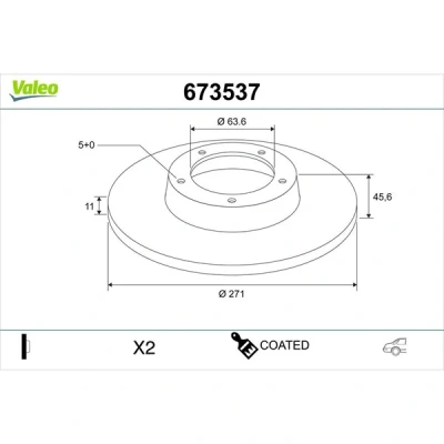 Kuva Jarrulevy Vakiomalli, Taka akseli Valeo 673537 ford puma OE 2413300, L1TC2A315AA