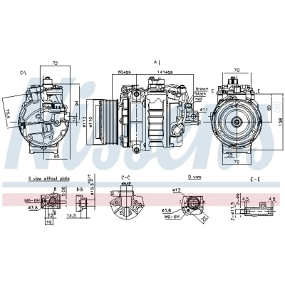Kuva NISSENS 890060 Ilmastoinnin Kompressori 7SBU17C 12 PAG 46 R 134a BMW: X5, 5 Touring, 3 Touring
