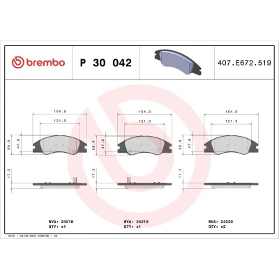 Kuva BREMBO P 30 042 Jarrupalat akustisella kulumavaroittimella Ilman tarvikkeita KIA: Cerato Hatchback, Sedan