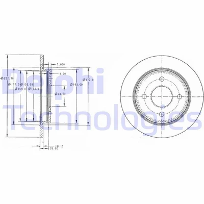 Kuva DELPHI BG3054C Jarrulevyt 253 10 4 täysi pinnoitettu käsittelemätön ilman pyöränlaakeria, ABS sensorirengasta FORD: FIESTA 6, 5