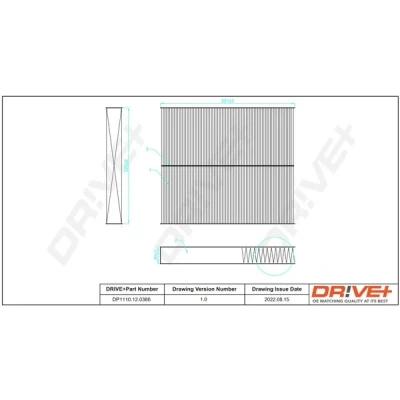 Kuva Dr!ve+ DP1110.12.0386 Raitisilmasuodatin Hiukkassuodatin 252 222 32 SEAT: IBIZA 5, Arona, VOLKSWAGEN: Polo VI, SKODA: Scala Hatchback