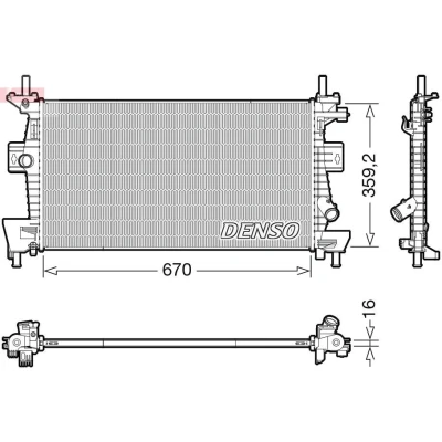 Kuva DENSO DRM10114 Jäähdytin 670 369 16 FORD: FOCUS 3 Turnier