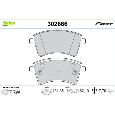 Kuva VALEO 302666 Jarrupalat Etuakseli Ilman kulumisenilmaisinta Huudonvaimennuspellillä RENAULT: Kangoo II / Grand Kangoo, Express