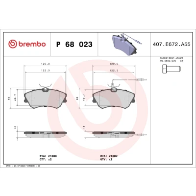 Kuva BREMBO P 68 023 Jarrupalat Sis. kulumisenilmaisimen Jarrusatulan ruuveilla Tarvikkeilla RENAULT: ESPACE 3