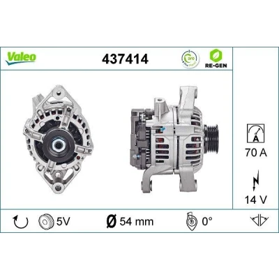 Kuva VALEO 437414 Laturi 14V 70A OPEL: Astra G CC, Zafira B, H Caravan