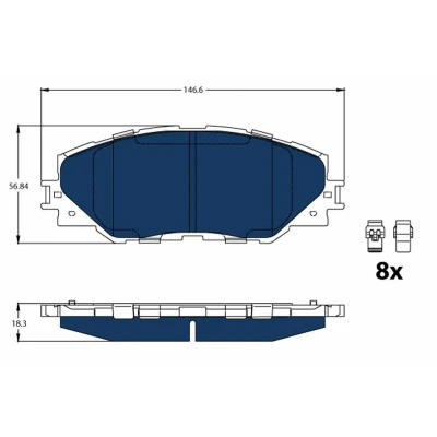 Kuva TRW GDB3424BTE Jarrupalat Ei kulumisenilmaisimelle TOYOTA: Auris Hatchback, RAV4 IV SUV, Farmari