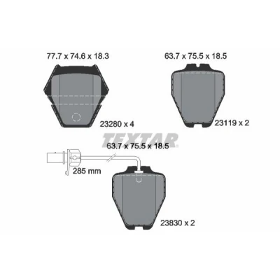 Kuva TEXTAR 2328001 Jarrupalat kulumisvaroitinkoskettimella AUDI: Allroad C5, A6 C5 Avant, A4 B5 VOLKSWAGEN: Passat GP Variant