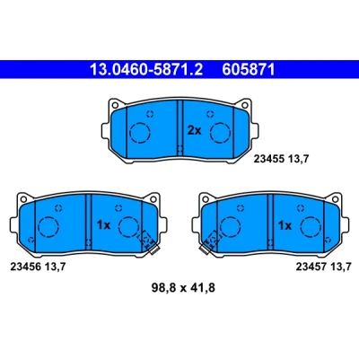 Kuva ATE 13.0460 5871.2 Jarrupalat akustisella kulumavaroittimella KIA: Cerato Sedan, CARENS 2