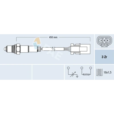 Kuva FAE 77122 Lambda Anturi Lämmitetty NISSAN: SUNNY 3, Primera Sedan, MICRA 2