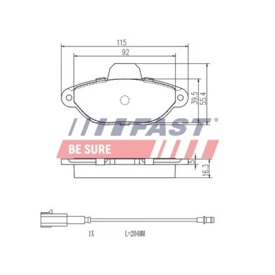 Kuva FAST FT29084 Jarrupalat Etuakseli kulumisanturilla HONDA: Accord 7 Limousine, CIVIC Hatchback, Tourer
