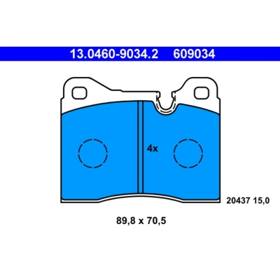 Kuva ATE 13.0460 9034.2 Jarrupalat Kulumisenilmaisemelle, Ilman kulumisenilmaisinta ALFA ROMEO: 75