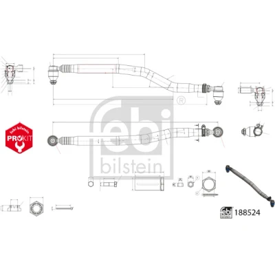 Kuva FEBI BILSTEIN 188524 Ohjaustanko Etuakseli, Ulompi Tukitanko