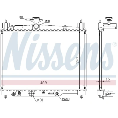 Kuva NISSENS 64801 Jäähdytin Alumiini 347 489 16 Jäähdytysrivat juotetut TOYOTA: Yaris I Hatchback