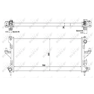 Kuva NRF 53199 Jäähdytin Alumiini 780 369 37 Jäähdytysrivat juotetut FIAT: Ducato III Flatbed Kuorma auto / Alusta, Van, PEUGEOT: Boxer Bussi