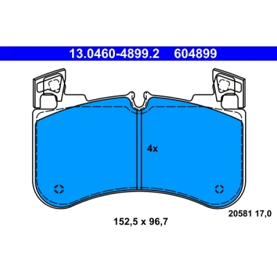 Kuva ATE 13.0460 4899.2 Jarrupalat Kulumisenilmaisemelle, Ilman kulumisenilmaisinta LAND ROVER: Discovery 5, Range Rover Sport, 4