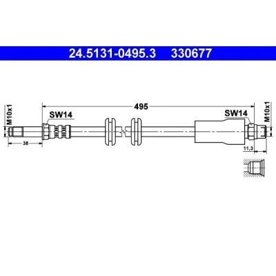 Kuva ATE 24.5131 0495.3 Jarruletku 495 M10x1 MERCEDES BENZ: Vito Van, Bussi