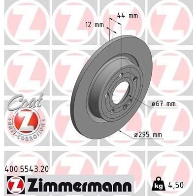 Kuva ZIMMERMANN 400.5543.20 Jarrulevyt 295 12 6/5 5 112 täysi pinnoitettu MERCEDES BENZ: A sarja