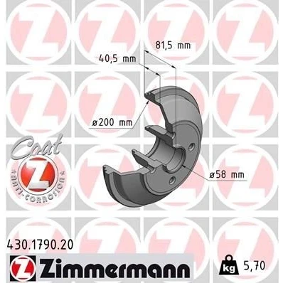 Kuva ZIMMERMANN COAT Z 430.1790.20 Jarrurumpu ilman pyöränlaakeria 238