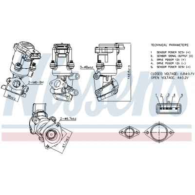 Kuva NISSENS 98237 EGR Venttiili ilman pakokaasukierr. jäähdytintä JAGUAR: XF Sedan, CITROËN: C5 III Farmari, C6 3, PEUGEOT: 407 SW