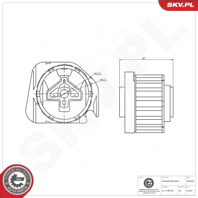Kuva Vaihteiston tuki, autom., Edessä Esen skv 75SKV806 bmw x5 [e70], x6 [e71, e72] OE 22 11 4 088 520, 31 6 864 675, 32 089 252
