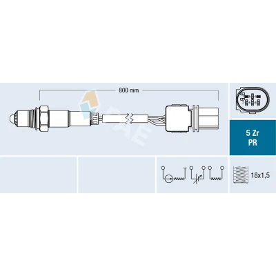 Kuva FAE 75051 Lambda Anturi Musta VOLKSWAGEN: Passat B6 Variant, Golf 5, Polo IV Hatchback, AUDI: A6 C6 Avant, A3 Sportback, Sedan
